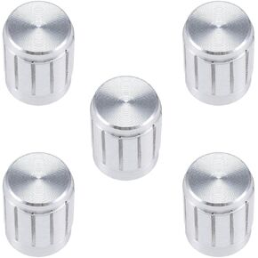 uxcell 5Pcs 13x 17mm Aluminium Alloy Potentiometer Volume Control Rotary Knob Knurled Shaft Hole Silver Tone,for 6mm Diameter Shaft Guitar Volume Knob.