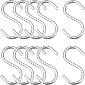 uxcell S Hooks 1.18" Long Stainless Steel Hanger for Hanging Objects in Kitchen, Garden, Bathroom, Garage 16Pcs