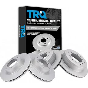 TRQ Front & Rear Brake Coated Rotor Kit Compatible with Lexus GX460 Toyota 4Runner Truck SUV