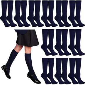 Janmercy 12 Pairs Knee High Socks for Girls Kids School Uniform Socks Breathable Seamless Long Tube Socks for Uniform Dresses