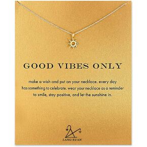 LANG XUAN Friendship Dainty Bead Layered Compass Necklace Good Luck Elephant Pendant Chain Necklace with Message Card for Women Girl Best Gift Card