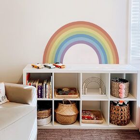 funlife Large Pastel Vinyl Rainbow Wall Mural, Seamless Peel and Stick Rainbow Wall Sticker Nursery Baby Kids Bedroom Living Room Decor, 37.94"x21.34