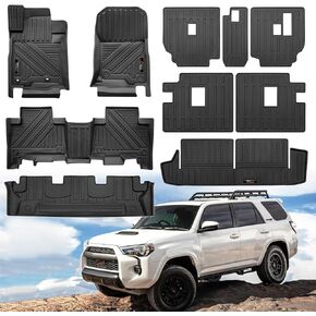 Custom for 2013-2024 Toyota 4Runner 7 Seat Accessories 3 Row Floor Mats & Cargo Mat & 2nd 3rd Row Backrest Mats Set All Weather TPE Rubber Protection Mats (Set of 10 Mats) (Only for 7 Seat)