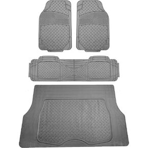 FH Group Semi-Custom Liners Trimmable All Weather Full Set Car Floor Mats with Premium Trimmable All Season Cargo Liner - Universal Fit for Cars Trucks and SUVs (Gray)