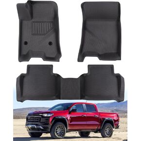 Liner Master® Floor Mats 3 PCS for Chevy Colorado Crew Cab | for GMC Cayon Custom Fit for 2023 2024, All Weather XPE Car Rubber Floor Liners with Front Rear Carpet Set Waterproof Interior Accessories