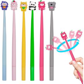Cute Cartoon Animal Shaking Gel Pens 0.5 mm, Black Ink Gel Writing Pens for School Supplies Studentds Kids Gifts, 6 Pack