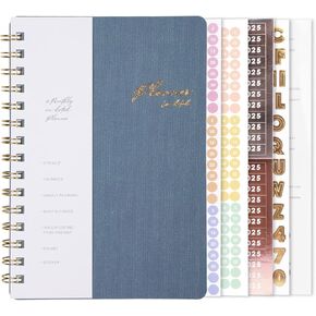 Planner Weekly Monthly 2024 Undated Academic 2025 Month Spiral Planner with Tabs Stickers Thick Paper Twin-Wire Binding Pocket 6.1x8.2 inch Mint Green