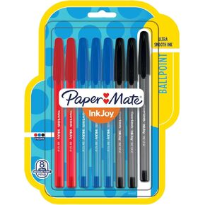 Paper Mate InkJoy 100ST Ballpoint Pens, Medium Point, Black/Red/Blue Ink, 8 Pack (1945930)