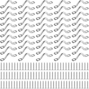 50 Pcs Boat Eye Straps, 316 Stainless Steel 2" Bimini Boat Top Pad Eyes, M5 Kayak Deck Loops with 100 Pcs Scews, Hanging U Hooks, Tie Down Points for Kayak Canoe Rigging