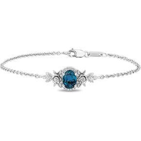 Jewelili Enchanted Disney Fine Jewelry Sterling Silver with 1/20 CTTW Diamond and London Blue Topaz Cinderella Bracelet in Saudi Arabia