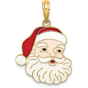 14k Yellow Gold Santa Face with Enamel ~ White Red Pink Charm