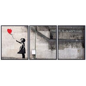 Banksy Girl With Balloon Poster Set - 8x10 Graffiti Street Art Home Decor - Urban Wall, Office or Apartment Decoration for Living Room, Bedroom, Dorm - Unique Gift for Women, Teens, Modern Art Fans