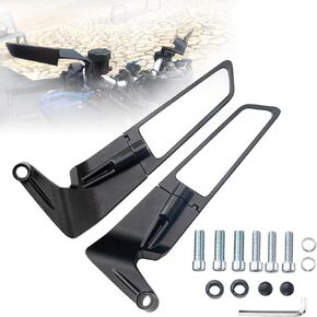 Motorcycle Mirrors Universal 10MM and 8MM Stealth Mirrors Motorcycle Wind Wing Side Mirrors Rotating Rear View Mirror Compatible with Duke 390 250 Yamaha MT-07 Kawasaki Z400 Z650 Z900 Z1000 etc