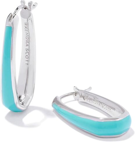 Kendra Scott Women's Kelsey Hoop Earrings Silver Turquoise Enamel OS in Saudi Arabia