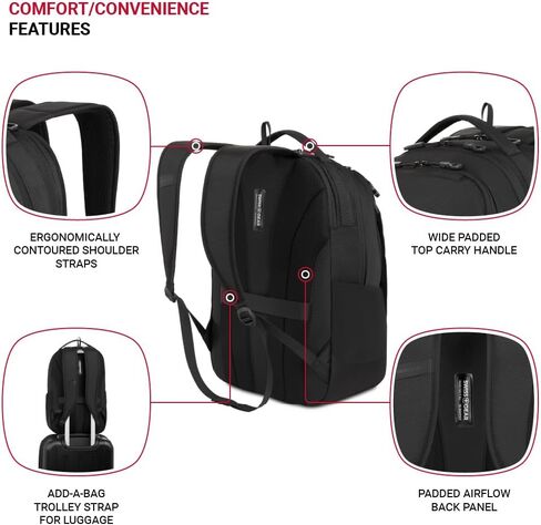 SwissGear Shield Laptop Backpack, Black, 18.5"x12.5"x7" in Saudi Arabia