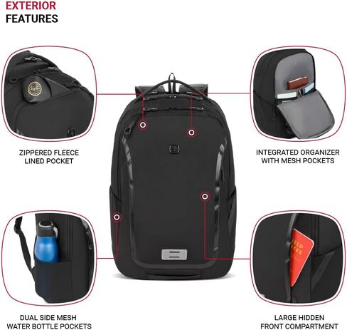SwissGear Shield Laptop Backpack, Black, 18.5"x12.5"x7" in Saudi Arabia