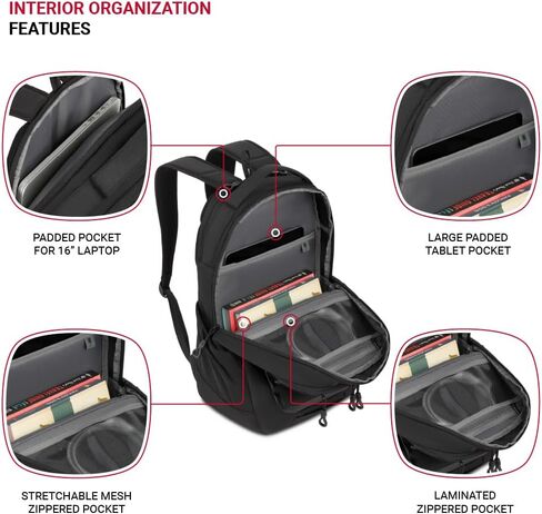 SwissGear Shield Laptop Backpack, Black, 18.5"x12.5"x7" in Saudi Arabia