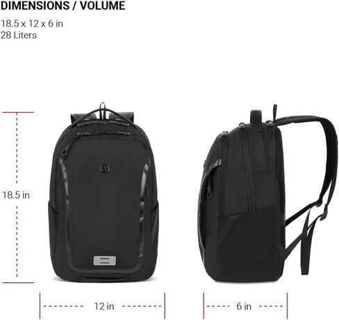 SwissGear Shield Laptop Backpack, Black, 18.5"x12.5"x7" in Saudi Arabia