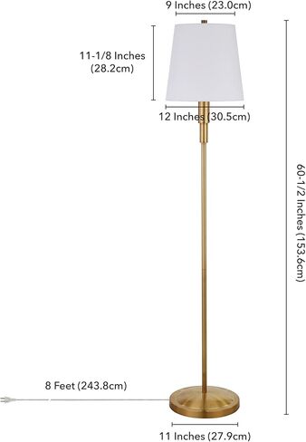 مصباح أرضي طويل القامة مقاس 60 بوصة من إيمرسون مع غطاء من القماش باللون النحاسي/الأبيض in Kuwait