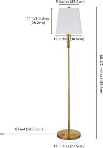 مصباح أرضي طويل القامة مقاس 60 بوصة من إيمرسون مع غطاء من القماش باللون النحاسي/الأبيض in Kuwait