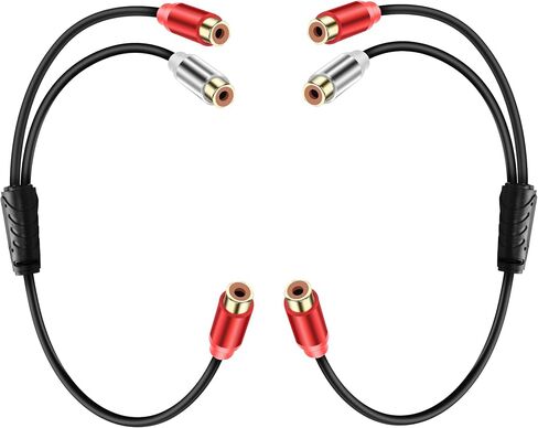 كابل مقسم Y ستيريو RCA 1 RCA أنثى إلى 2 RCA أنثى مضخم صوت مساعد كابل صوت RCA محول صوت موسع سلك لمضخم الصوت ونظام هاي فاي للمسرح المنزلي 0.98 قدم (قطعتان) in Kuwait