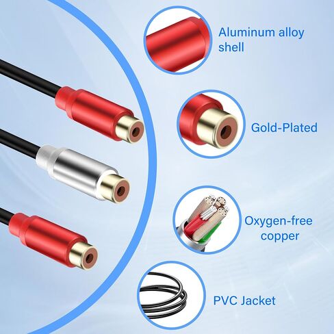 كابل مقسم Y ستيريو RCA 1 RCA أنثى إلى 2 RCA أنثى مضخم صوت مساعد كابل صوت RCA محول صوت موسع سلك لمضخم الصوت ونظام هاي فاي للمسرح المنزلي 0.98 قدم (قطعتان) in Kuwait