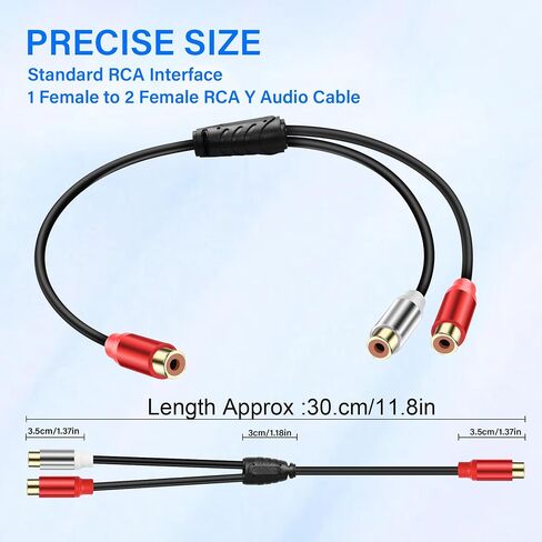 كابل مقسم Y ستيريو RCA 1 RCA أنثى إلى 2 RCA أنثى مضخم صوت مساعد كابل صوت RCA محول صوت موسع سلك لمضخم الصوت ونظام هاي فاي للمسرح المنزلي 0.98 قدم (قطعتان) in Kuwait