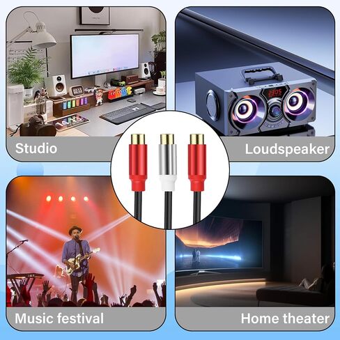 كابل مقسم Y ستيريو RCA 1 RCA أنثى إلى 2 RCA أنثى مضخم صوت مساعد كابل صوت RCA محول صوت موسع سلك لمضخم الصوت ونظام هاي فاي للمسرح المنزلي 0.98 قدم (قطعتان) in Kuwait