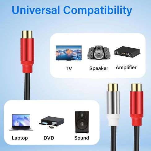 كابل مقسم Y ستيريو RCA 1 RCA أنثى إلى 2 RCA أنثى مضخم صوت مساعد كابل صوت RCA محول صوت موسع سلك لمضخم الصوت ونظام هاي فاي للمسرح المنزلي 0.98 قدم (قطعتان) in Kuwait