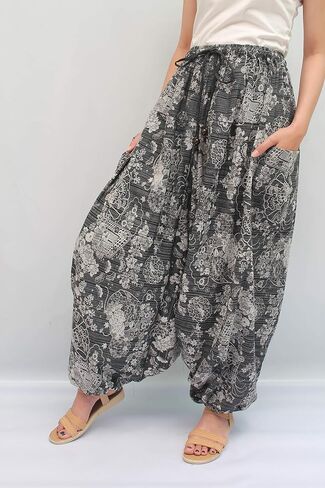ChiangmaiThaiShop 100% Cotton Baggy Boho Aladin Yoga Harem Pants in Saudi Arabia