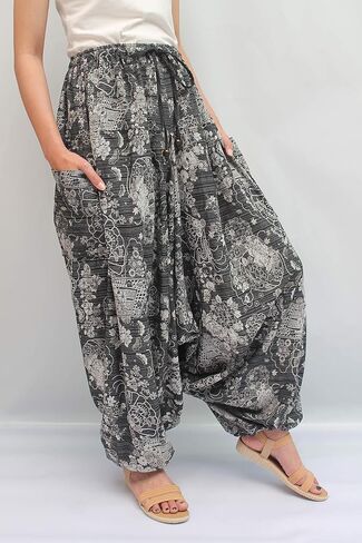 ChiangmaiThaiShop 100% Cotton Baggy Boho Aladin Yoga Harem Pants in Saudi Arabia