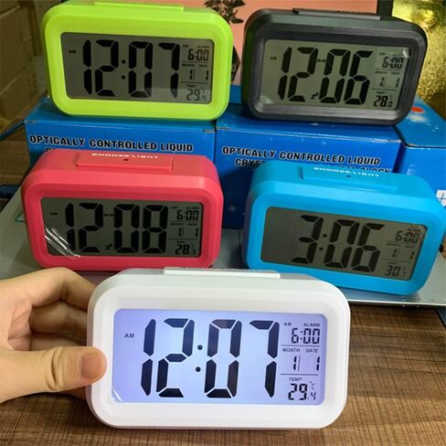 Smart Digital Alarm Clock with Date and Temperature Snooze Button on Top Battery Operated Rectangle Desk Clock with Night Light for Bedroom Kids Children Girls Boys in Saudi Arabia