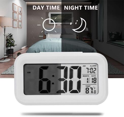 Smart Digital Alarm Clock with Date and Temperature Snooze Button on Top Battery Operated Rectangle Desk Clock with Night Light for Bedroom Kids Children Girls Boys in Saudi Arabia