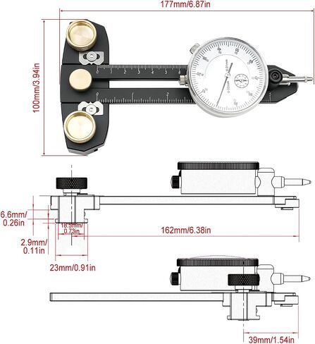 0-0.39''(0-10mm) Table Saw Gauge Dial, Quick Table Saw Dial Indicator Gauge Adjustable Anodized CNC Aluminum Dial Indicator Gauge for Table Saw Aligning Saw Table Groove Woodworking Slide Groove in Saudi Arabia