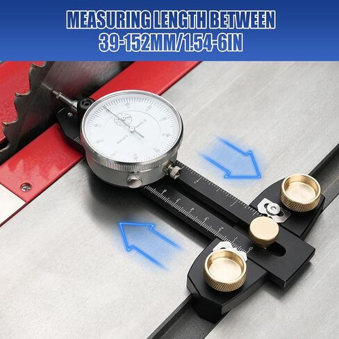 0-0.39''(0-10mm) Table Saw Gauge Dial, Quick Table Saw Dial Indicator Gauge Adjustable Anodized CNC Aluminum Dial Indicator Gauge for Table Saw Aligning Saw Table Groove Woodworking Slide Groove in Saudi Arabia