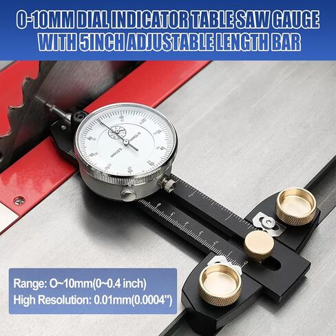 0-0.39''(0-10mm) Table Saw Gauge Dial, Quick Table Saw Dial Indicator Gauge Adjustable Anodized CNC Aluminum Dial Indicator Gauge for Table Saw Aligning Saw Table Groove Woodworking Slide Groove in Saudi Arabia
