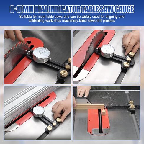 0-0.39''(0-10mm) Table Saw Gauge Dial, Quick Table Saw Dial Indicator Gauge Adjustable Anodized CNC Aluminum Dial Indicator Gauge for Table Saw Aligning Saw Table Groove Woodworking Slide Groove in Saudi Arabia