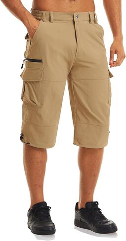 MAGCOMSEN Men's Workout Shorts 7 Pockets Quick Dry 3/4 Capri Pants Zipper Pockets Hiking Athletic Shorts in Saudi Arabia