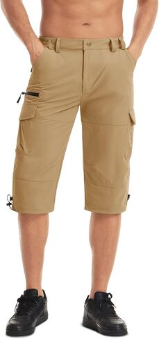 MAGCOMSEN Men's Workout Shorts 7 Pockets Quick Dry 3/4 Capri Pants Zipper Pockets Hiking Athletic Shorts in Saudi Arabia