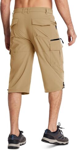 MAGCOMSEN Men's Workout Shorts 7 Pockets Quick Dry 3/4 Capri Pants Zipper Pockets Hiking Athletic Shorts in Saudi Arabia