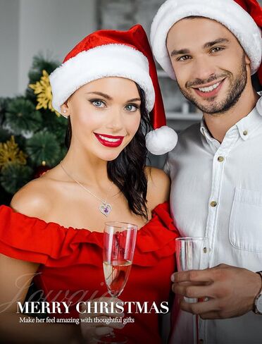 Jowaia جوهرة الميلاد قلادة الهدايا للنساء، 925 الفضة الاسترليني إلى الأبد الحب القلب قلادة المختنق، 18K الذهب الأبيض مطلي بسيطة لامعة جوهرة الميلاد مجوهرات القلائد هدية للزوجة أمي صديقة in Kuwait