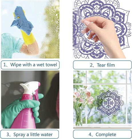 GORGECRAFT 4PCS زهرة الحياة نافذة الشارات ملصق زجاجي ثابت يتمسك الباب المنزلق غير لاصق الفينيل فيلم المنزل الشارات للنوافذ منع وقف الطيور الكلاب الحيوانات الأليفة الضربات in Saudi Arabia