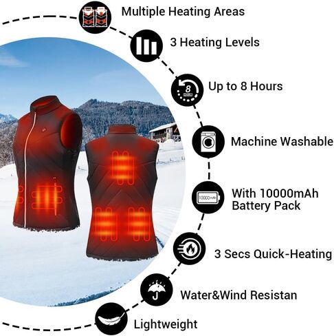 سترة CapEyes النسائية خفيفة الوزن مع حزمة بطارية، سترة كهربائية USB للتدفئة للصيد في الهواء الطلق والمشي لمسافات طويلة in Kuwait