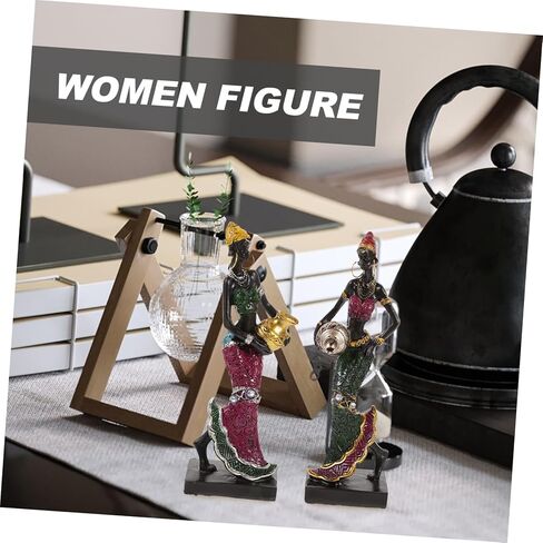 BESTOYARD 2pcs African Lady Statue Tribal Lady Figurine Women Figurine Hand Sculpture Women Statue African Sculpture Shelf Decor Resin Craft Statue Desktop in Saudi Arabia