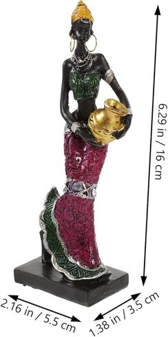BESTOYARD 2pcs African Lady Statue Tribal Lady Figurine Women Figurine Hand Sculpture Women Statue African Sculpture Shelf Decor Resin Craft Statue Desktop in Saudi Arabia