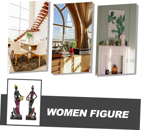 BESTOYARD 2pcs African Lady Statue Tribal Lady Figurine Women Figurine Hand Sculpture Women Statue African Sculpture Shelf Decor Resin Craft Statue Desktop in Saudi Arabia