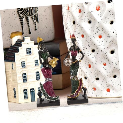 BESTOYARD 2pcs African Lady Statue Tribal Lady Figurine Women Figurine Hand Sculpture Women Statue African Sculpture Shelf Decor Resin Craft Statue Desktop in Saudi Arabia