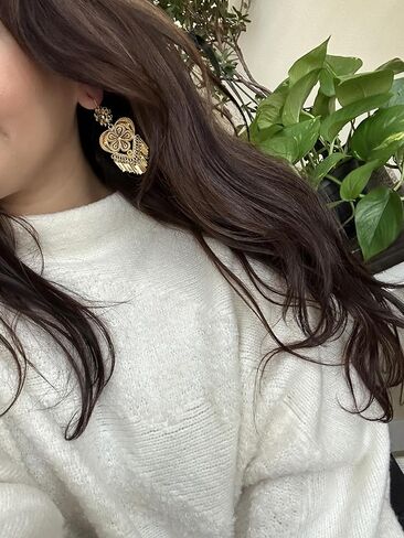 Folklorico Dance Traditional Mexican Gold Filigree Earrings, Heart Shape Earrings, Day of the Dead, Mexican Earrings, Heart Earrings in Saudi Arabia