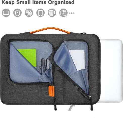 MOSISO 360 Protective Laptop Sleeve Compatible with MacBook Air/Pro, 13-13.3 inch Notebook, Compatible with MacBook Pro 14 M3 M2 M1 2023-2021, Side Open Bag with 2 Accessory Pockets&Handle&Belt, Black in Saudi Arabia