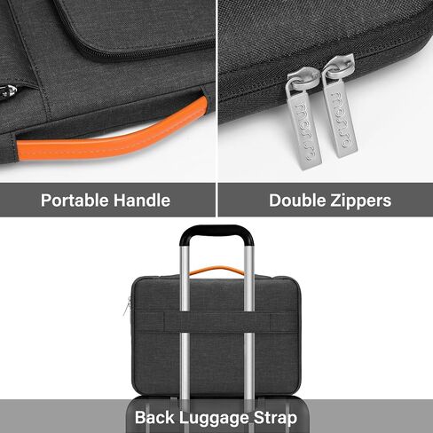 MOSISO 360 Protective Laptop Sleeve Compatible with MacBook Air/Pro, 13-13.3 inch Notebook, Compatible with MacBook Pro 14 M3 M2 M1 2023-2021, Side Open Bag with 2 Accessory Pockets&Handle&Belt, Black in Saudi Arabia